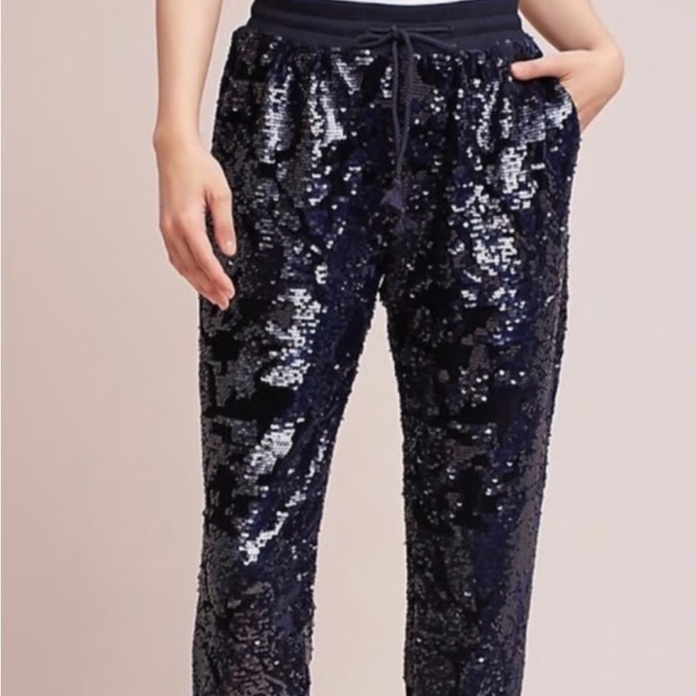 Anthropologie Sequin Drawstring Jogger Pants | Statement - Picture 7 of 10